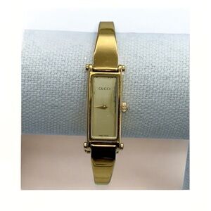 Vintage GUCCI 1500L Rectangular Bangle Gold Plated Women’s Quartz Wristwatch